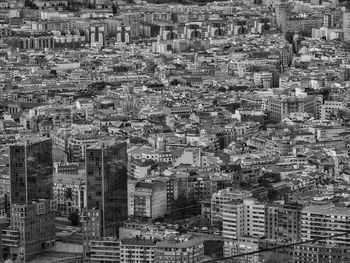 High angle view of city buildings