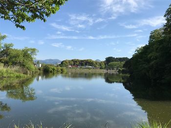 Scenic view of lake against sky