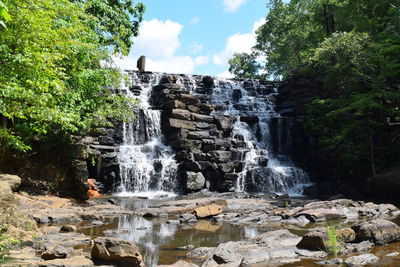 Scenic view of waterfall