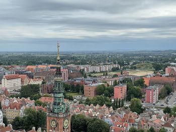 High angle view of townscape against sky