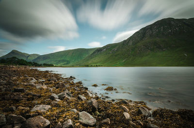 Long exposure of a lake in the scottish highlands