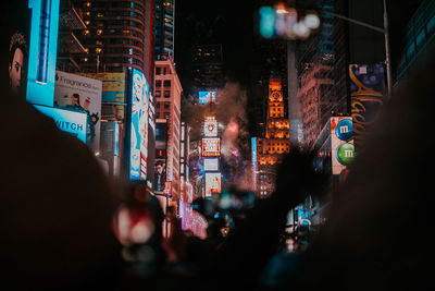 Illuminated city at night