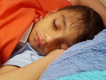 Close-up portrait of boy sleeping