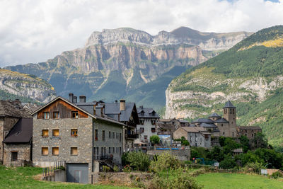 Scenic view of residential buildings against sky