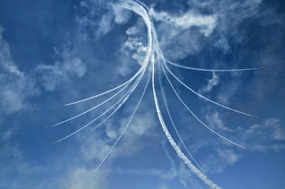 Low angle view of vapor trails in sky