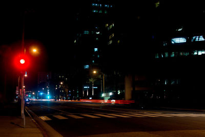 Illuminated building at night