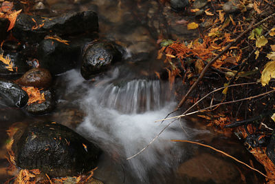 View of stream flowing through rocks