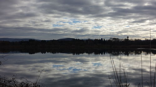 Scenic view of lake against sky