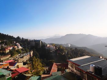 High angle view of townscape against sky