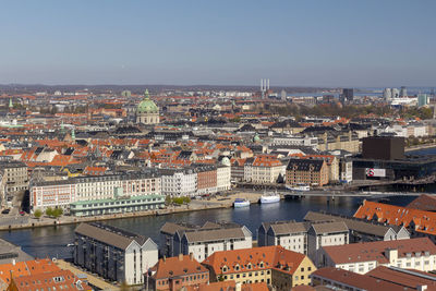 High angle view of townscape against sky