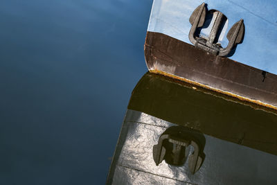 High angle view of ship moored on sea against sky