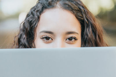 Young woman using laptop