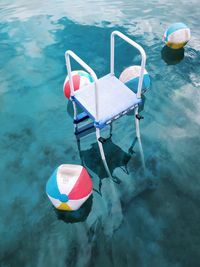 High angle view of swimming pool in lake