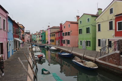 Boats moored at canal