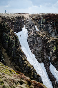 Scenic view of snow on mountain