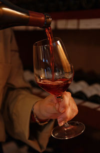 Close-up of hand holding wineglass