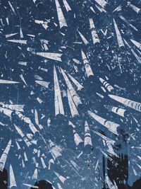 High angle view of people on puddle