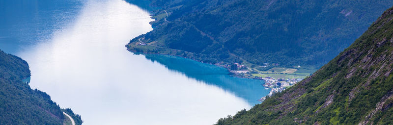 Panoramic view of river and mountains