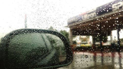 Close-up of water drops on glass