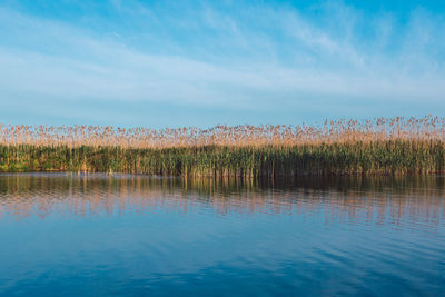 Scenic view of lake against sky