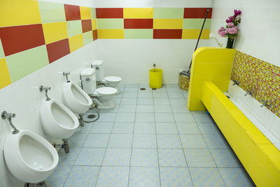 Interior of public restroom