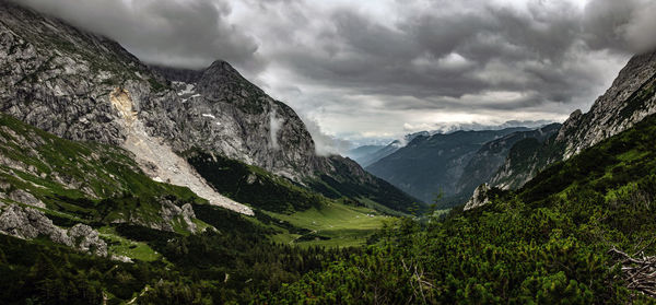 Scenic view of mountains against sky