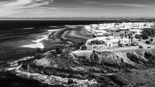 High angle view of sea against sky