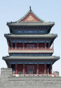 Low angle view of temple building against sky