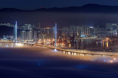 Illuminated city at night