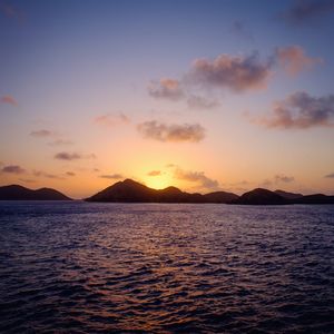 Scenic view of sea at sunset