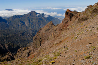 Scenic view of rocky mountains against sky