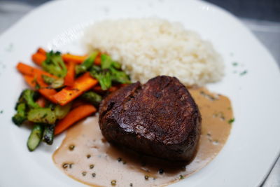 Close-up of meal served in plate