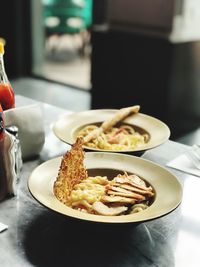 Close-up of food served in plate