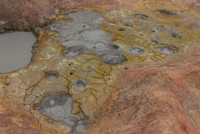 High angle view of rock in water