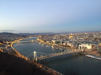 High angle view of suspension bridge