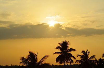 Low angle view of silhouette trees against sky during sunset