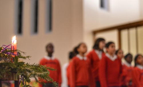 Group of people at christmas tree