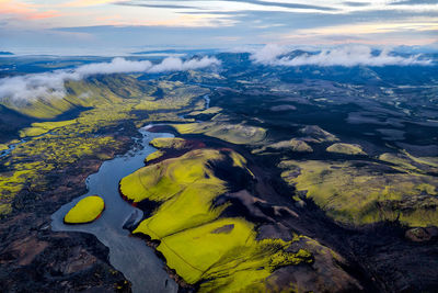 Aerial view of landscape against sky