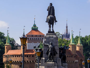 Low angle view of statue against clear sky