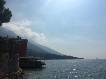 Scenic view of bay against sky