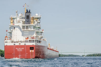 Nautical vessel on sea against sky