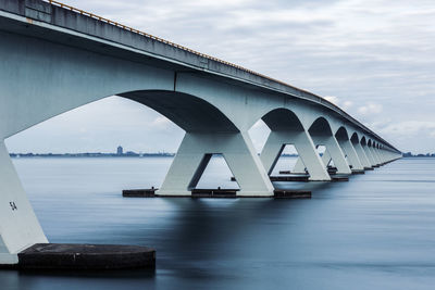 Panoramic view of the zeeland bridge on the eastern scheldt, netherlands.