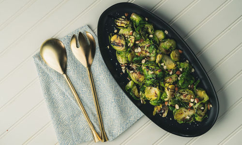 High angle view of fruits on table