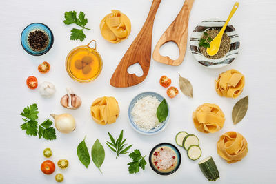 High angle view of food on table