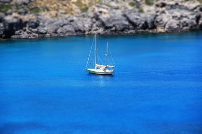 Boat sailing in sea