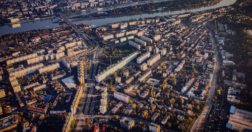 High angle view of city street