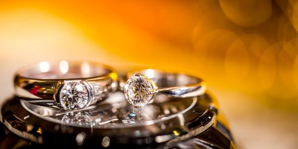 Close up of diamond rings