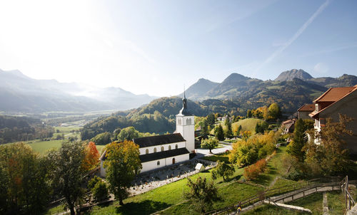 Scenic view of mountains against clear sky