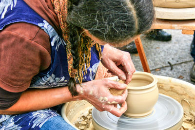 Midsection of woman working