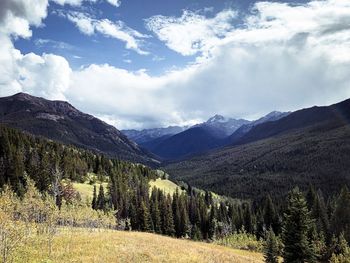 Panoramic view of mountains against sky